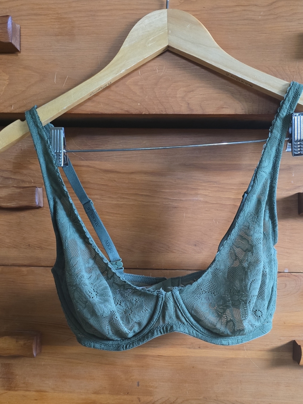 Adore Me Olive Green Lace Underwire Bra